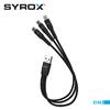 Syrox C144 USB-A to 2+ Type-C, 1+ Lightning Çoklu Şarj Kablosu - Yüksek Kalite Örgü 22cm Kablo Uzunluğu