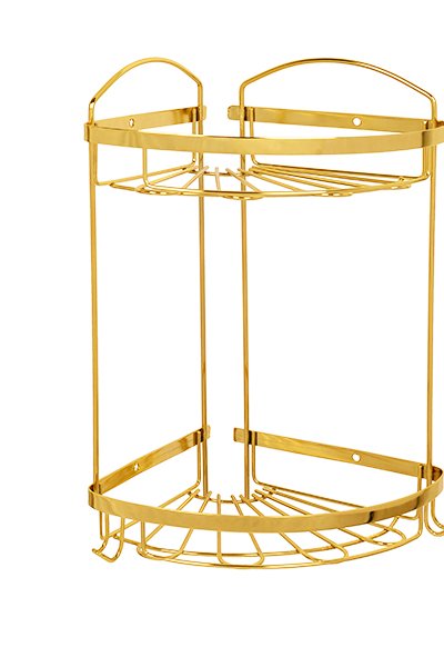 Lüx İki Katlı Altın, Gold Banyo Rafı Paslanmaz 20x20 - mabello