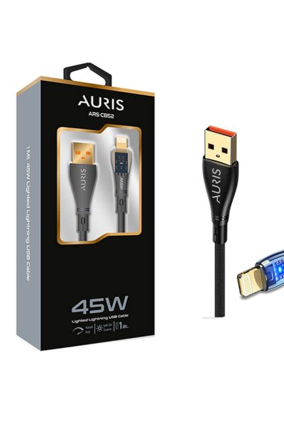Auris CB52 45W Lightning Kablo Işıklı Şeffaf