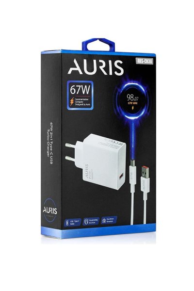 Auris CH36 Type-C Şarj Seti 67W Dijital  Göstergeli