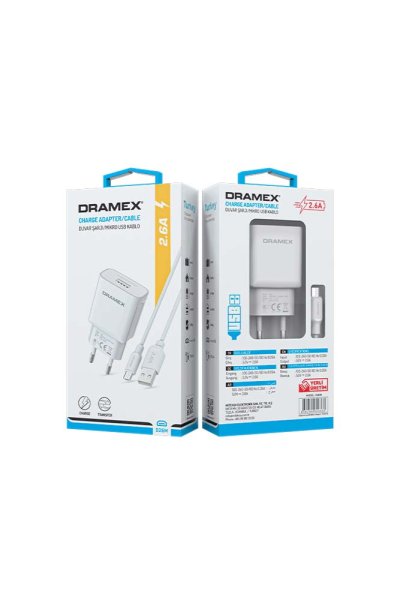 Dramex D26M 2.6A Usb Giriş Başlık Micro Kablo Set