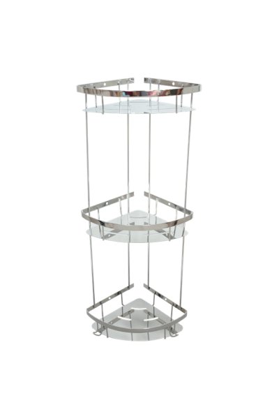 3 Katlı Oval Banyo Köşeliği Banyo Rafı 18x18cm Paslanmaz Çelik Mabello