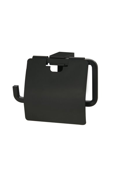 Mabello Alp Siyah Kapaklı Tuvalet Kağıtlığı Paslanmaz Çelik