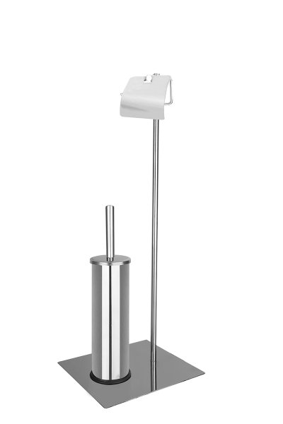 Mabello Krom Kare Ayaklı Tuvalet Kağıtlığı + Krom Klozet Fırçası