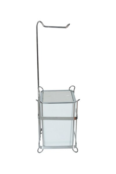 Mabello Krom Ayaklı Tuvalet Kağıtlığı + Kare Beyaz Çöp Kovası