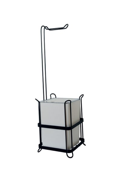 Mabello Siyah Ayaklı Tuvalet Kağıtlığı + Kare Beyaz Çöp Kovası