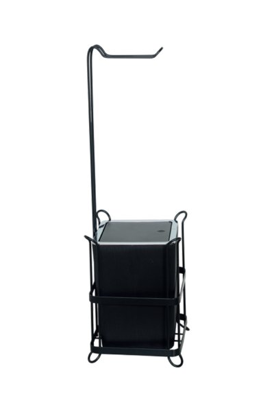 Mabello Siyah Ayaklı Tuvalet Kağıtlığı + Kare Siyah Çöp Kovası