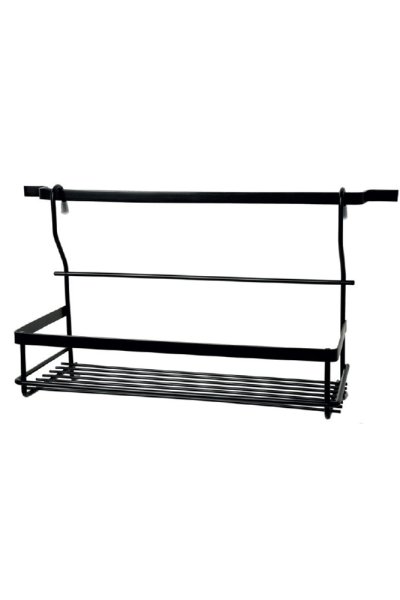Mabello Siyah Mutfak Baharatlık Rafı Paslanmaz (Askı Aparatı Hariç)