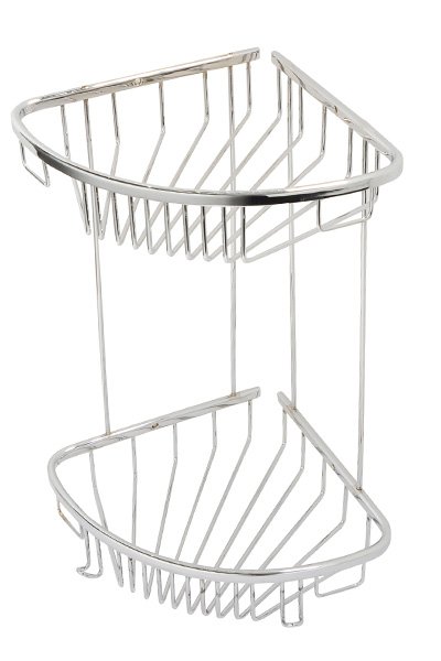 Mabello Pirinç 2'li Oval Banyo Köşe, Duş Süngerlik Rafı 18x18cm Paslanmaz Çelik