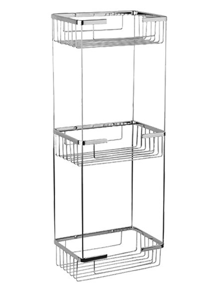 Mabello Pirinç 3'lü Kare Süngerlik Rafı 22x15cm Paslanmaz Çelik