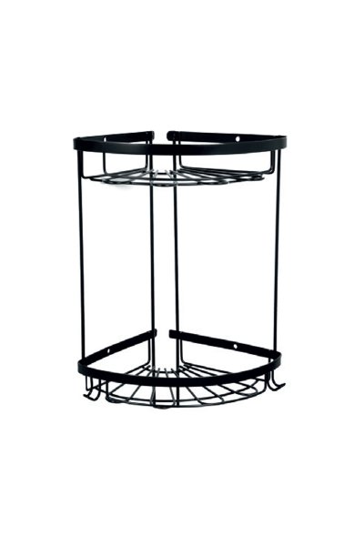 Mabello Eko 2'li Banyo Köşe, Duş Rafı 18x18cm Siyah Paslanmaz Çelik