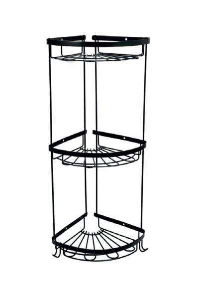 Mabello Eko 3'lü Banyo Köşe, Duş Rafı 18x18cm Siyah Paslanmaz Çelik