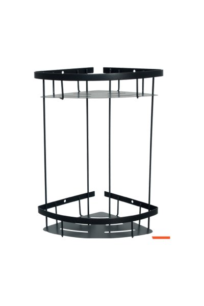 Mabello Siyah 2'li Banyo Köşe, Duş Rafı 18x18cm Paslanmaz Çelik