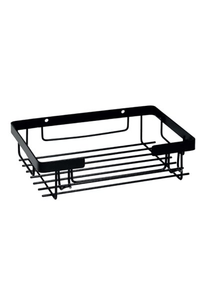 Mabello Kare Banyo Köşe, Duş Rafı 22x15cm Siyah Paslanmaz Çelik