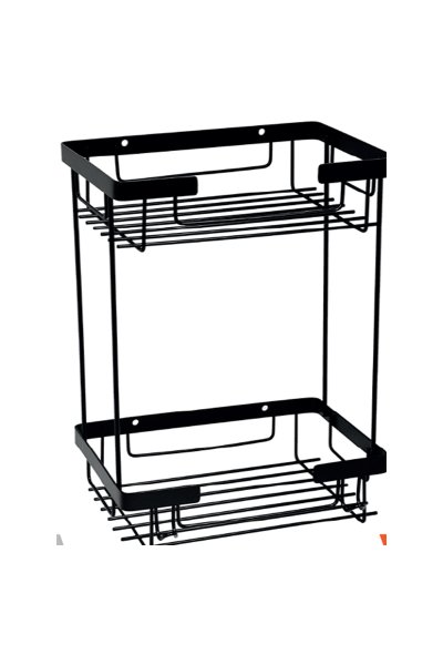 Mabello Kare 2'li Banyo Köşe, Duş Rafı 22x15cm Siyah Paslanmaz Çelik