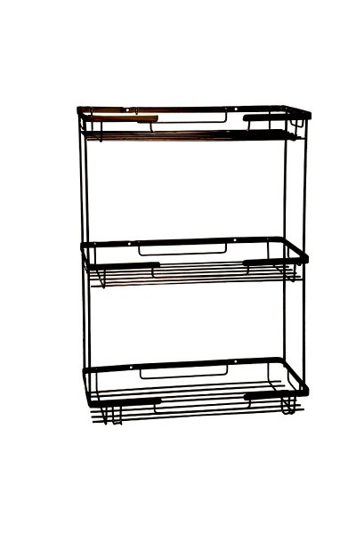 Mabello Siyah 3'lü Şampuanlık Rafı 40x11cm Paslanmaz Çelik