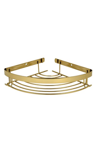 Mabello CA Lüks Altın Gold Banyo Köşe, Duş Rafı 20x20cm Paslanmaz Çelik