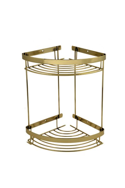 Mabello CA Lüks Altın Gold 2'li Banyo Köşe, Duş Rafı 20x20cm Paslanmaz Çelik