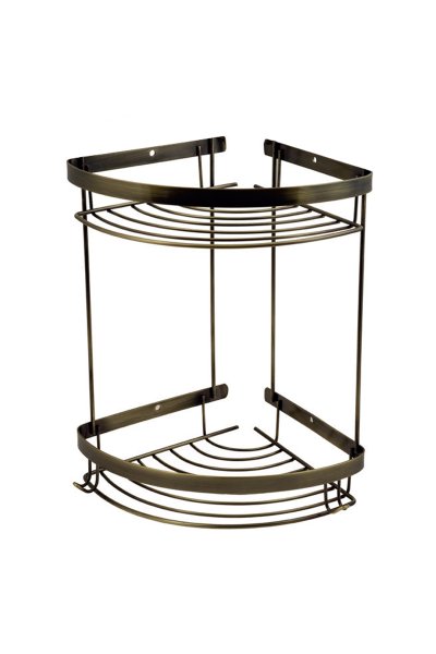 Mabello CA Lüks Antik 2'li Banyo Köşe, Duş Rafı 20x20cm Paslanmaz Çelik