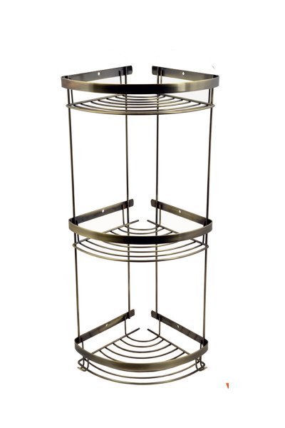 Mabello CA Lüks Antik 3'lü Banyo Köşe, Duş Rafı 20x20cm Paslanmaz Çelik