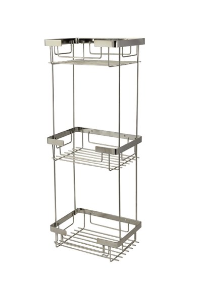 Mabello CA Lüks Kare 3'lü Banyo Köşe, Duş Rafı 22x15cm Paslanmaz Çelik