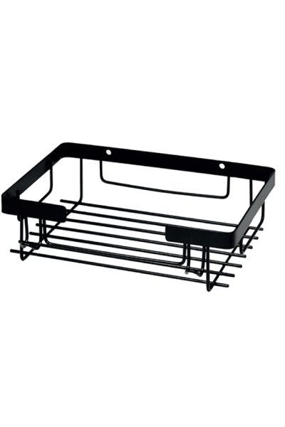 Mabello CA Lüks Kare Siyah Banyo Köşe, Duş Rafı 22x15cm Paslanmaz Çelik