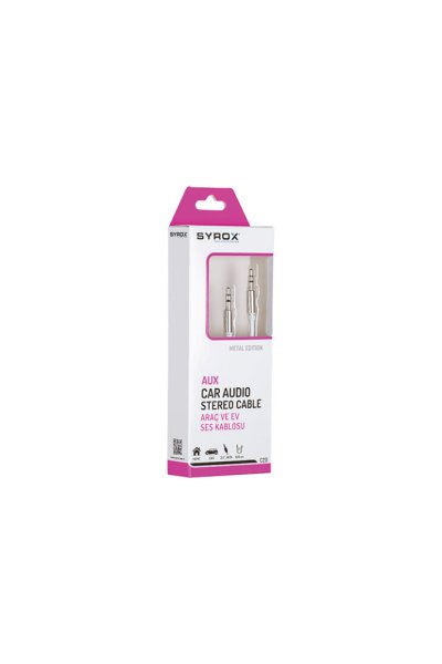 Syrox Araba Aux Kablosu | Araba için Kaliteli Ses Kablosu 1Metre 3,5mm Jack - SYX C20