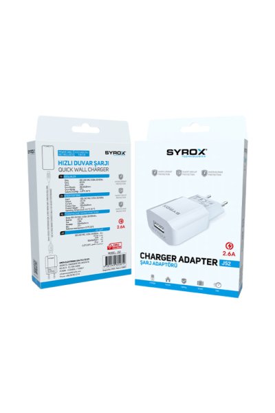 Syrox Telefon Şarj Başlığı 2.6A. Hızlı Şarj Özelliği - SYX - J52