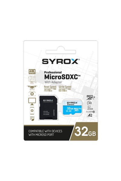 Syrox Hafıza Kartı 32 GB Micro SDHC + Adaptörlü - SYX MC32