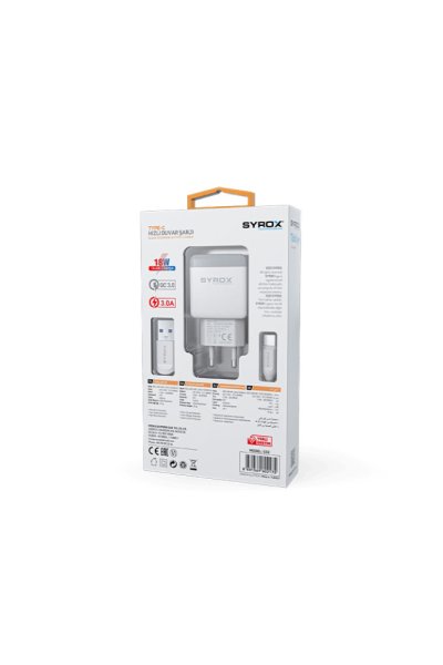 Syrox Type-C Hızlı Quick Şarj Aleti 3.0A - SYX - Q32
